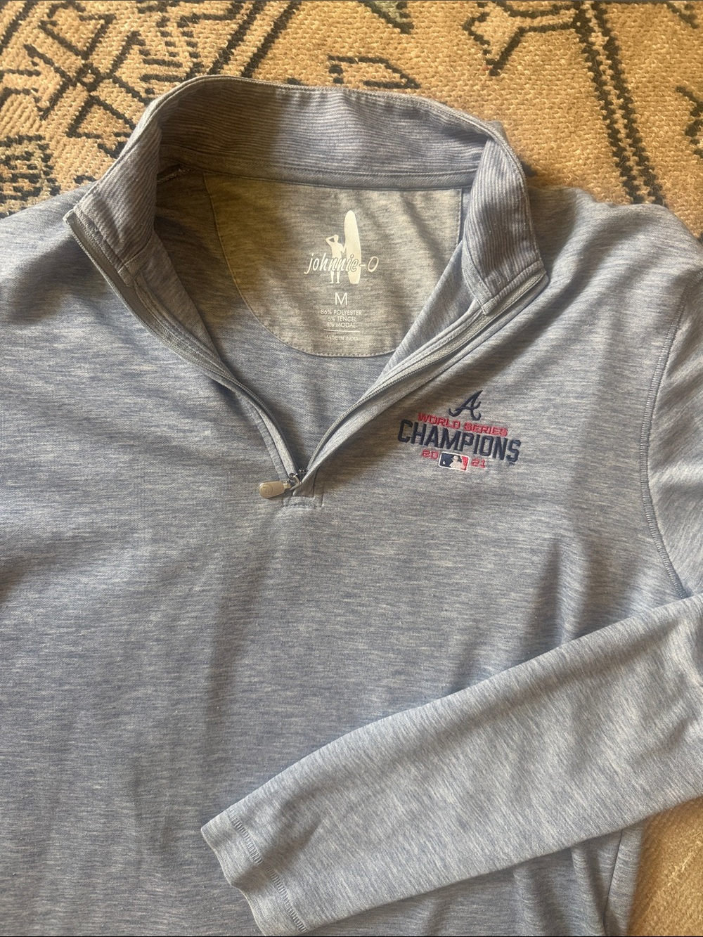 johnnie-O Light Heather Gray Quarter-Zip Pullover with Embroidered Logo